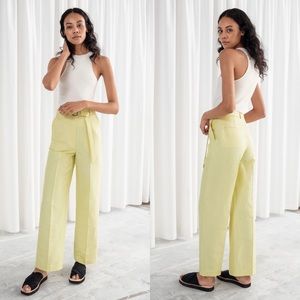 & Other Stories | Belted Cotton Linen Trousers US4